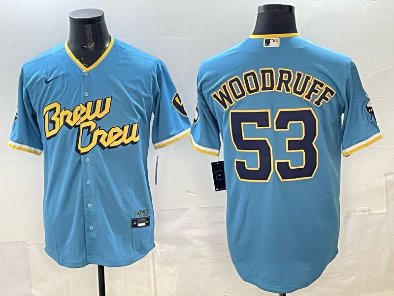 Men 2025 Milwaukee Brewers #53 Woodruff blue Game Nike MLB Jersey2026005